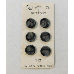 Sears Vintage Gray Buttons Set Of Six 5/8 Inch Round Made in Italy